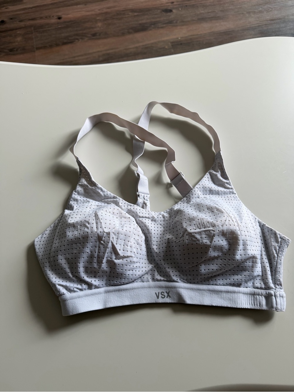 VSX White Perforated Racerback Sports Bra